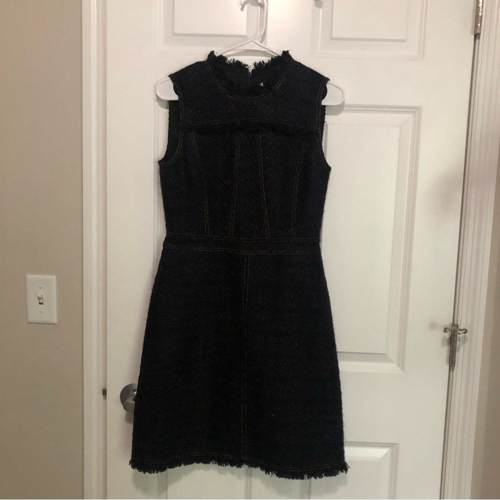 Tory Burch Aria Navy Blue Tweed Dress - Picture 2 of 6